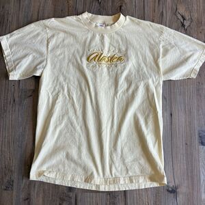 Intex Embroidered Alaska Ketchikan Yellow Cotton Crew Neck T-Shirt Womens L